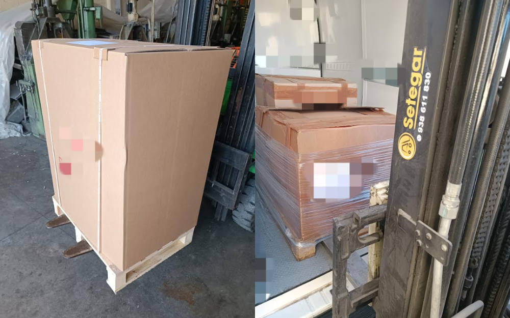 Transporte urgente de mercancía paletizada en Barcelona Transporte urgente de mercancía paletizada en Barcelona con palets de cajas industriales preparados para recogida y entrega directa.