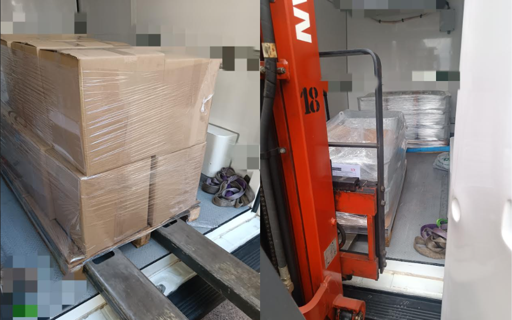 Transporte urgente de palets para empresas en Barcelona Carga de mercancía paletizada en furgón para servicio de transporte urgente de palets en Barcelona con entrega directa a empresas.